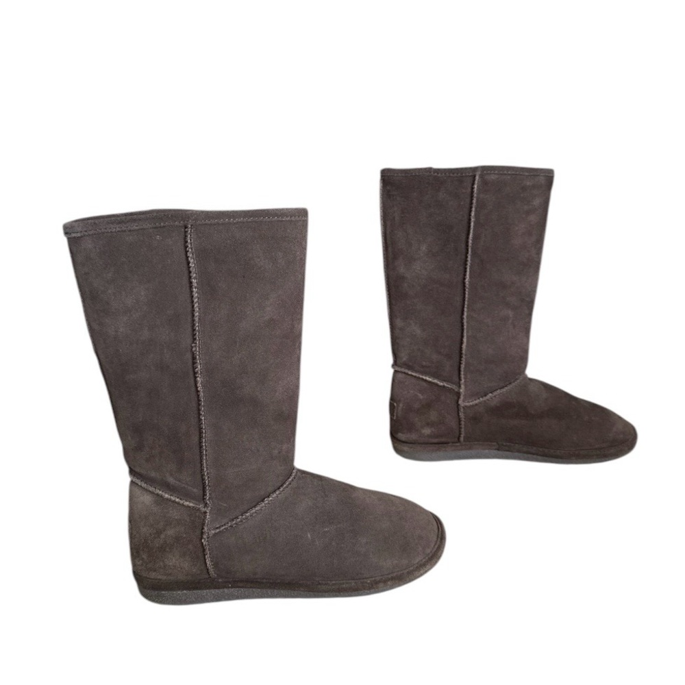 Bjorndal Zoe Mid‎ Calf Boots Brown Leather Sheepskin Lined Pull On Women size 9M